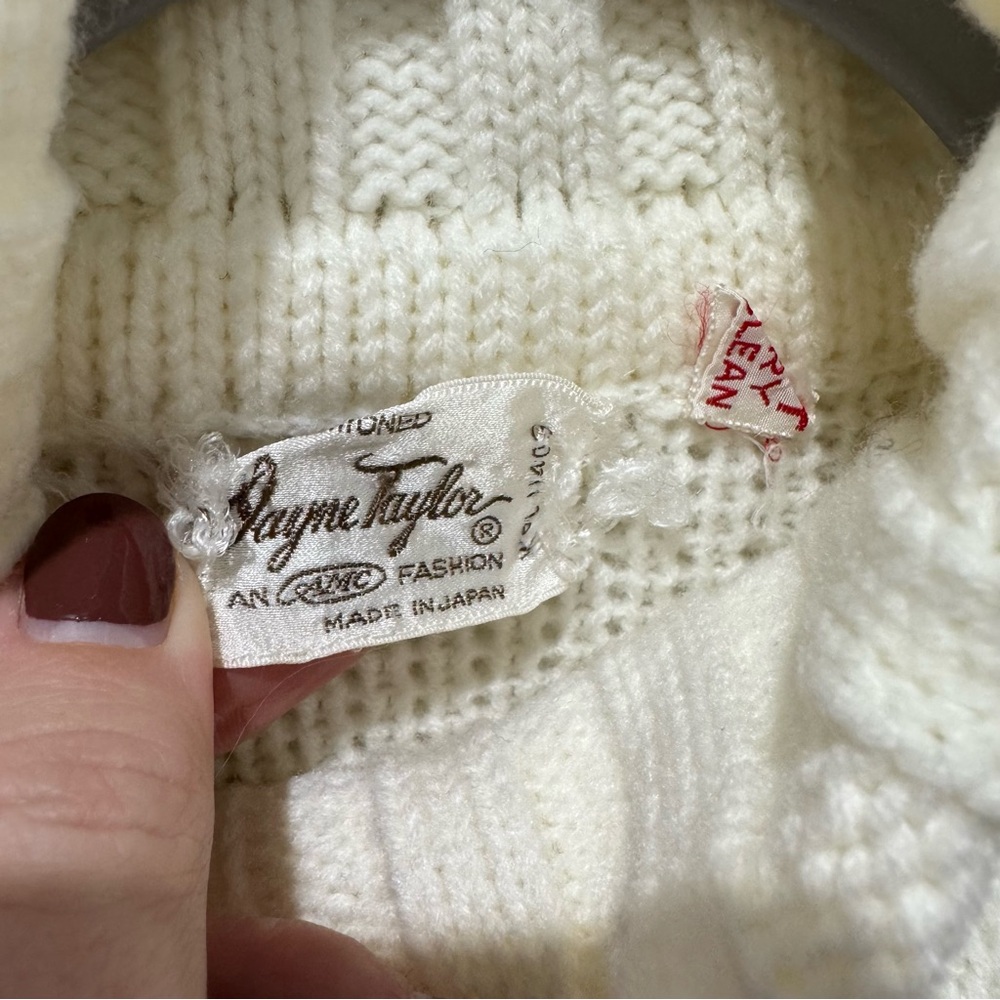 Vtg 70's Crewel Embroidered Knit Sweater Dayne Taylor White Turtleneck,‎ Small - Picture 4 of 5